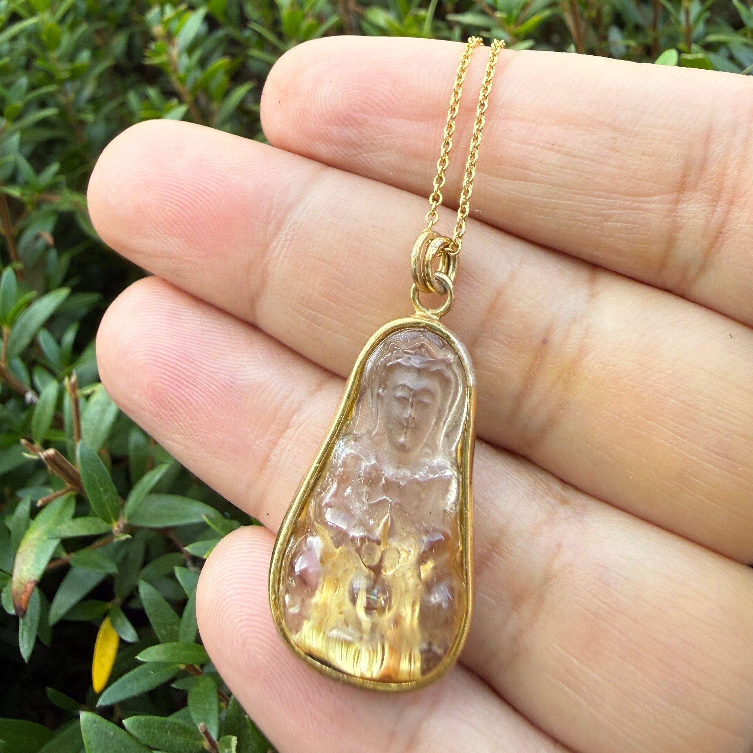 Kuan Yin Rutilated Quartz Crystal Necklace - gold filled | Talisman Collection necklace Amanda K Lockrow