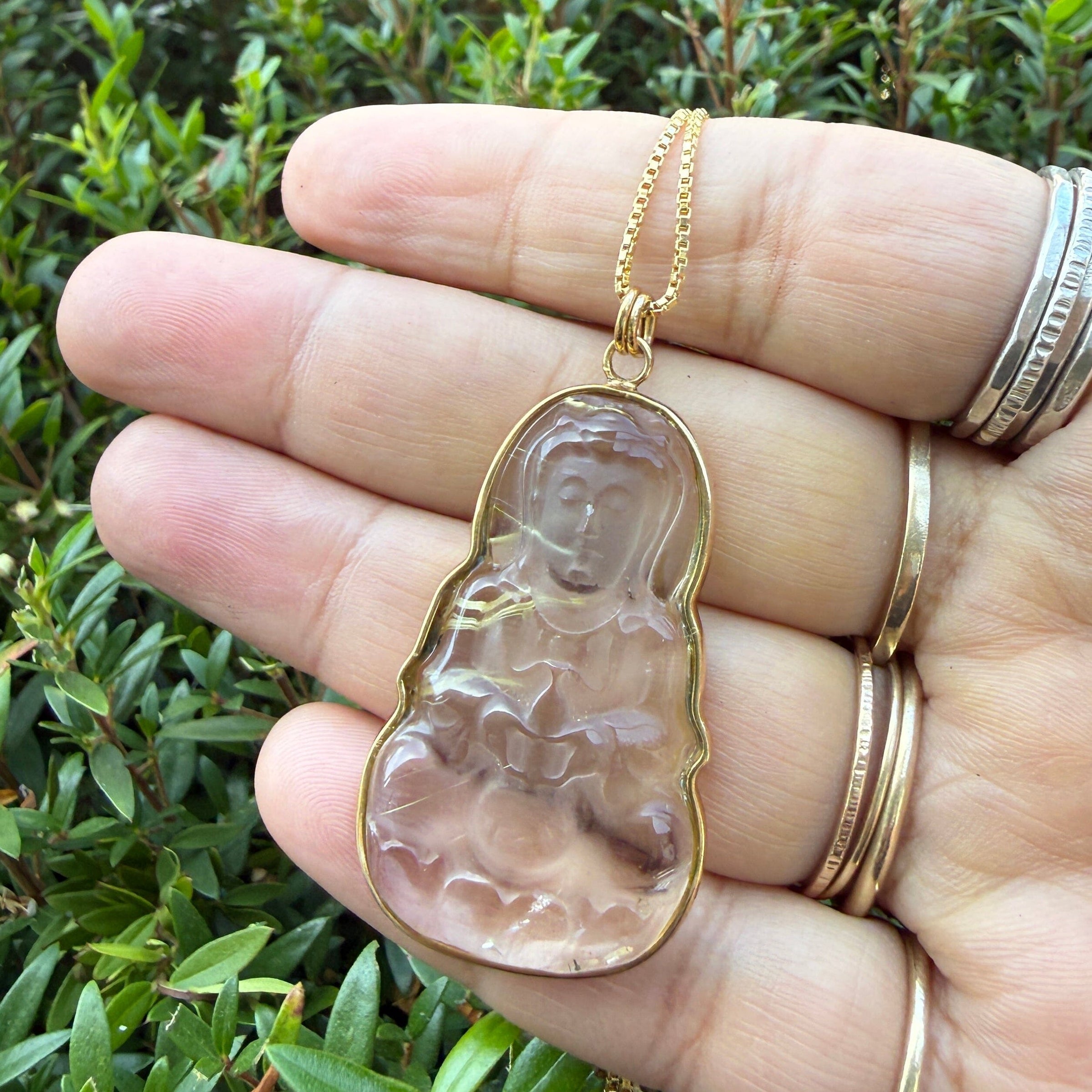Kuan Yin Rutilated Quartz Crystal Necklace - gold filled | Talisman Collection necklace Amanda K Lockrow