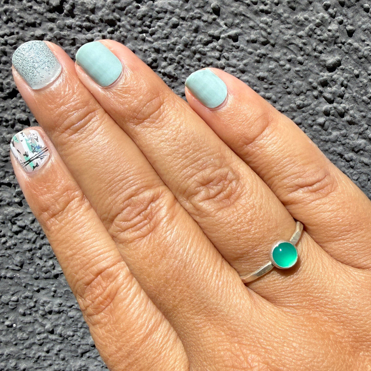 Green Onyx Gemdrop 6mm Stacking Ring - sterling silver | Stone Love Collection ring Amanda K Lockrow