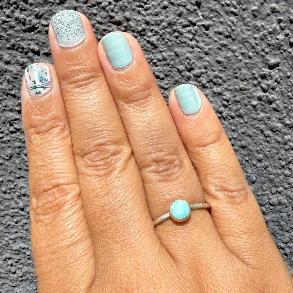 Amazonite Gemdrop 6mm Stacking Ring - sterling silver | Stone Love Collection ring Amanda K Lockrow