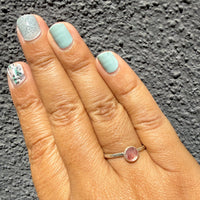 Rosecut Strawberry Quartz Gemdrop 6mm Stacking Ring - sterling silver | Stone Love Collection ring Amanda K Lockrow