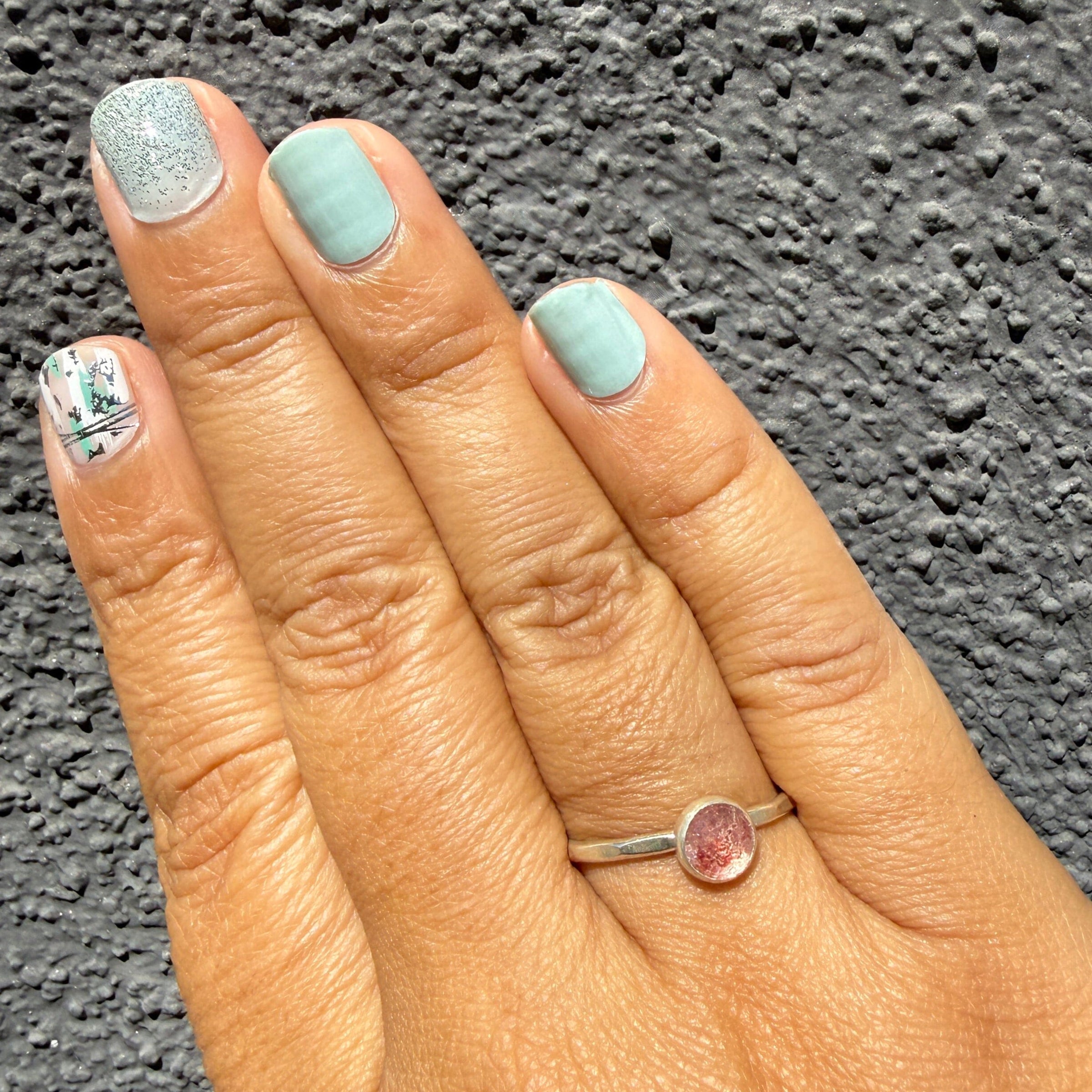 Rosecut Strawberry Quartz Gemdrop 6mm Stacking Ring - sterling silver | Stone Love Collection ring Amanda K Lockrow