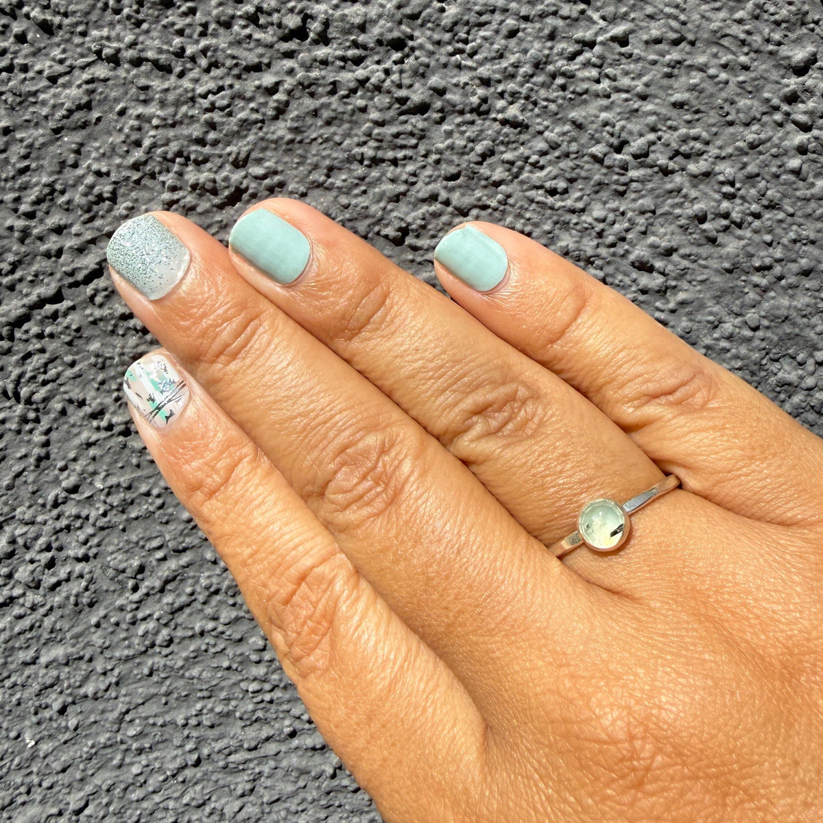 Prehnite Gemdrop 6mm Stacking Ring - sterling silver | Stone Love Collection ring Amanda K Lockrow