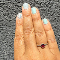 Rosecut Garnet Gemdrop 6mm Stacking Ring - sterling silver | Stone Love Collection ring Amanda K Lockrow