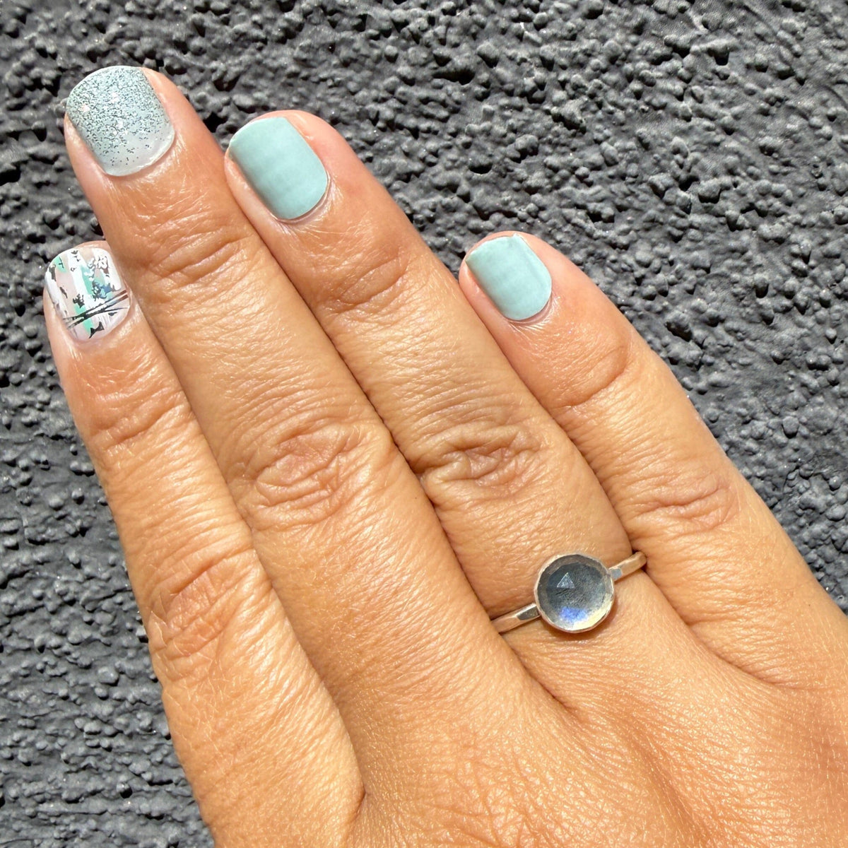Labradorite Gemdrop 8mm Stacking Ring - sterling silver | Stone Love Collection ring Amanda K Lockrow