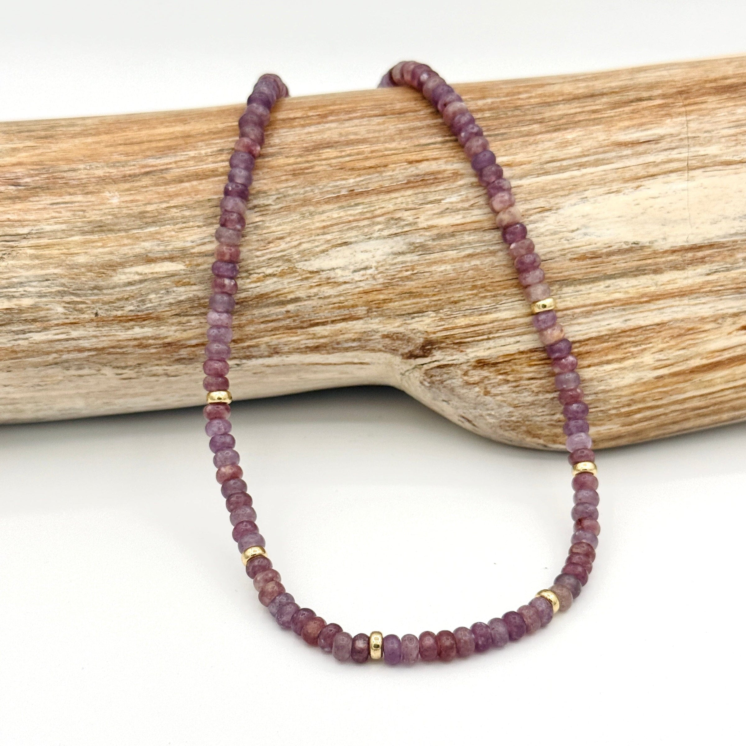 Strung Together Lepidolite Beaded Necklace - 14k gold filled | Little Rock Collection necklace Amanda K Lockrow