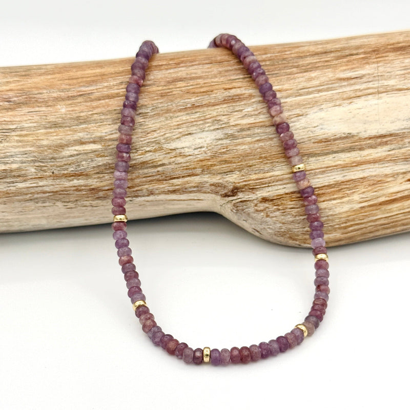 Strung Together Lepidolite Beaded Necklace - 14k gold filled | Little Rock Collection necklace Amanda K Lockrow
