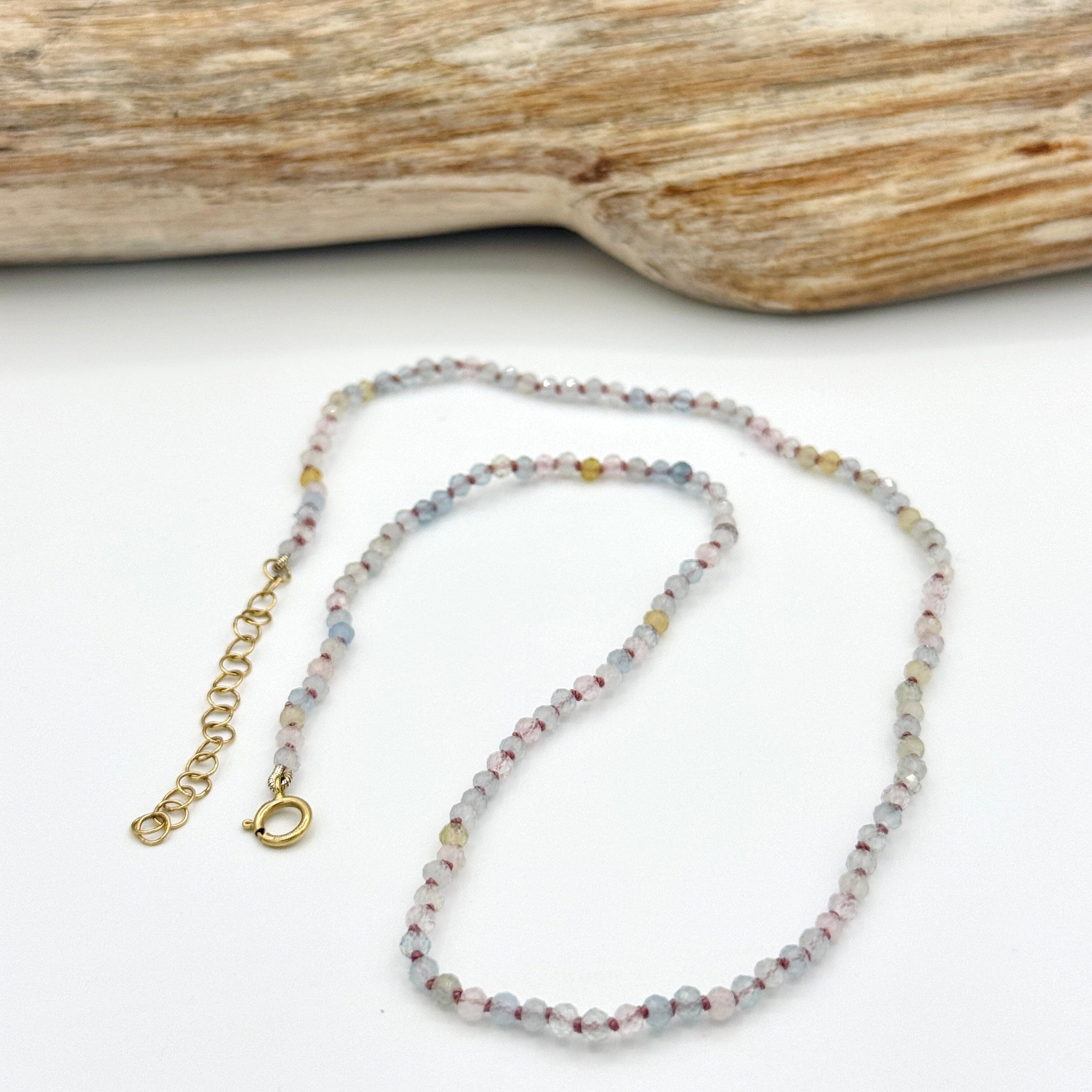 Strung Together Morganite and Aquamarine Beaded Necklace - 14k gold filled | Little Rock Collection necklace Amanda K Lockrow