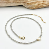 Strung Together Little Labradorite and Pearl Beaded Necklace - 14k gold filled | Little Rock Collection necklace Amanda K Lockrow