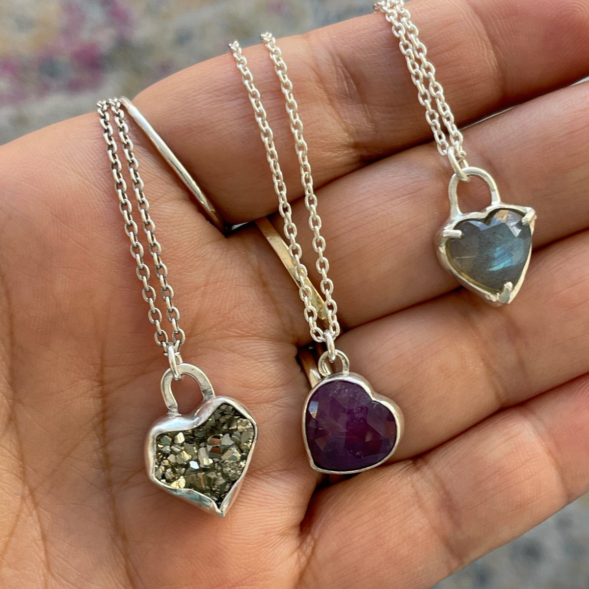Labradorite Rosecut Heart Necklace - sterling silver | Stone Love Collection necklace Amanda K Lockrow