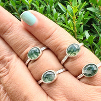 Rose Cut Moss Agate Ring - sterling silver | Stone Love