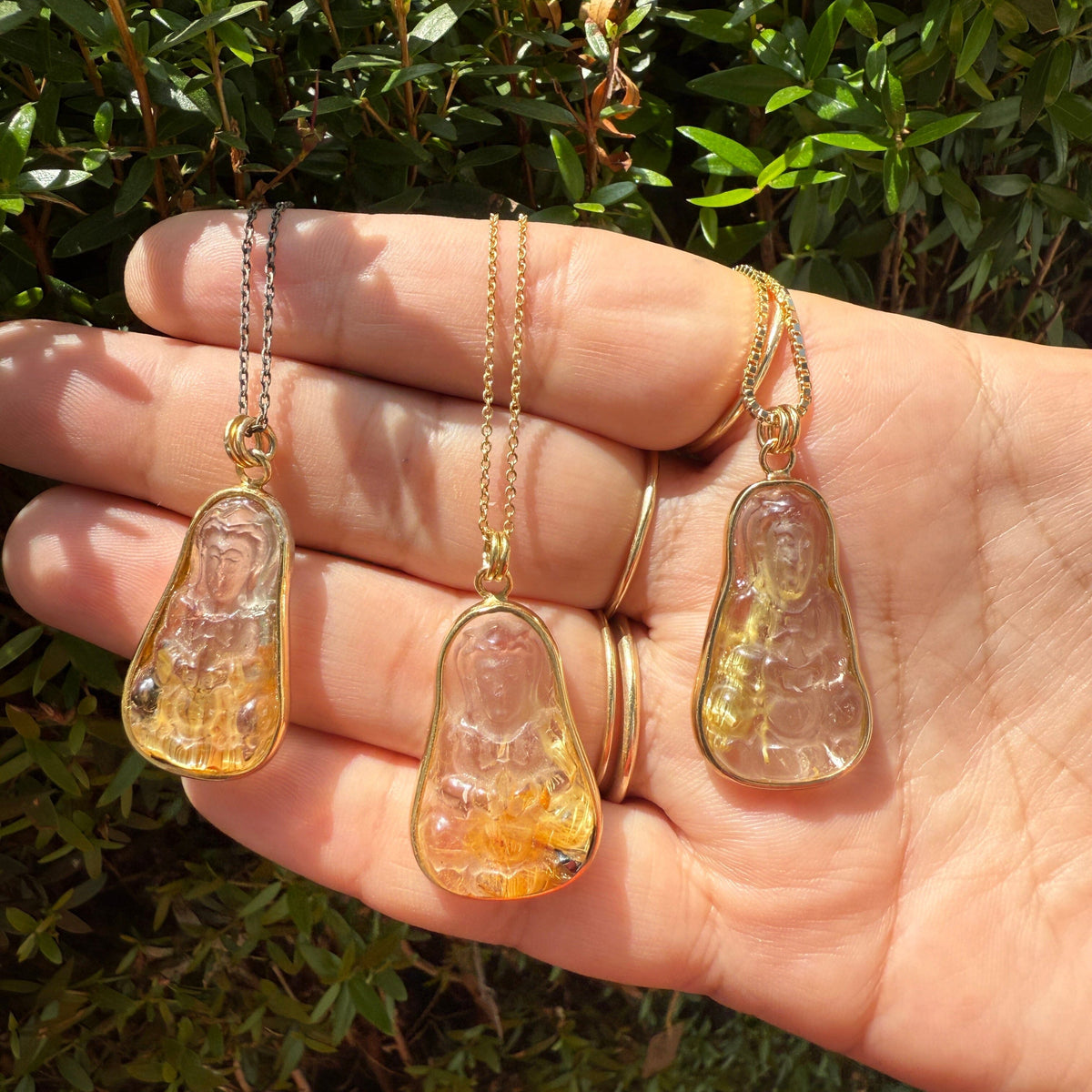 Kuan Yin Rutilated Quartz Crystal Necklace - gold filled | Talisman Collection necklace Amanda K Lockrow