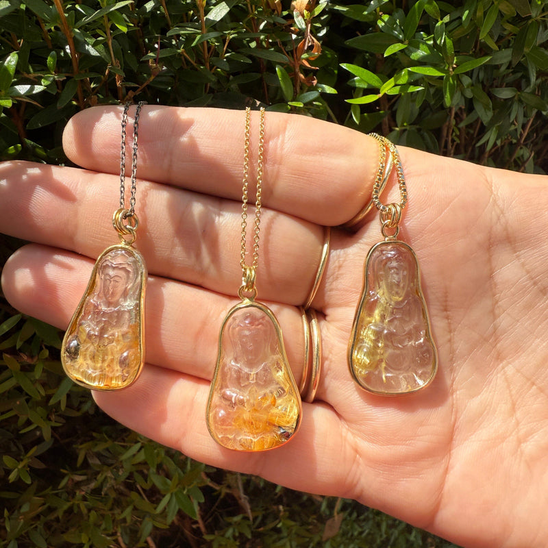 Kuan Yin Rutilated Quartz Crystal Necklace - gold filled | Talisman Collection necklace Amanda K Lockrow