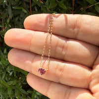 Open Hearted Rhodonite Garnet Heart Necklace -14k yellow gold | Fine Collection charm Amanda K Lockrow
