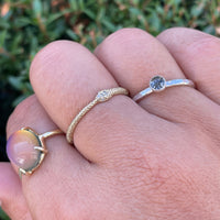 Tourmalinated Quartz Gemdrop 4mm Stacking Ring - sterling silver | Petite Collection ring Amanda K Lockrow