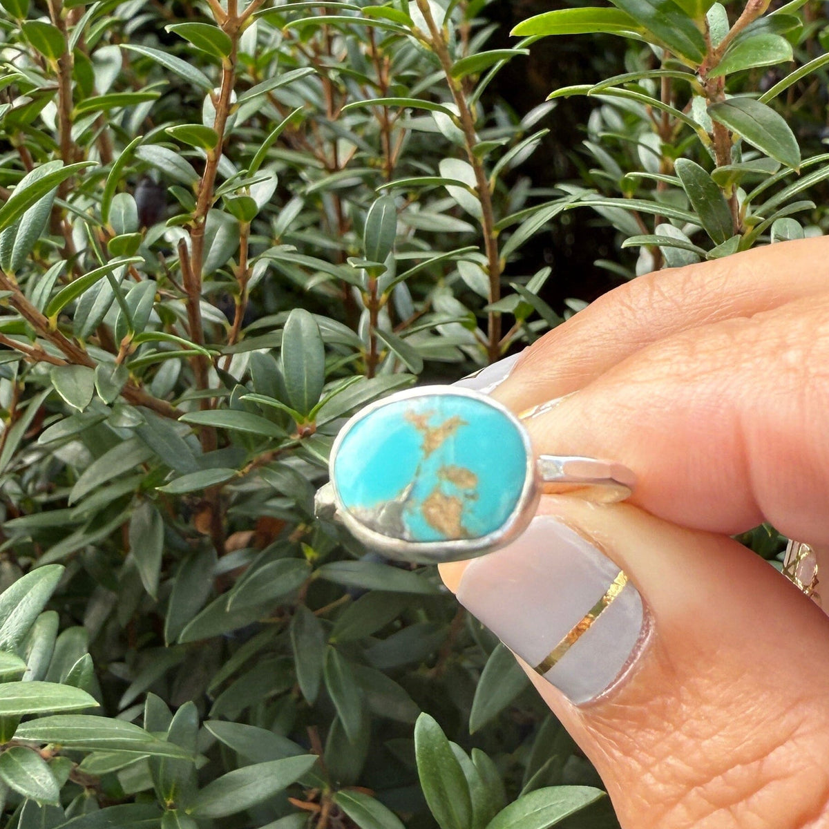 Turquoise and Pyrite Ring - sterling silver | size 6 ring Amanda K Lockrow