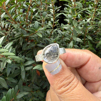 Tourmalinated Quartz Pear Muse Ring with thicker band - sterling silver | Aislinn Collection ring Amanda K Lockrow