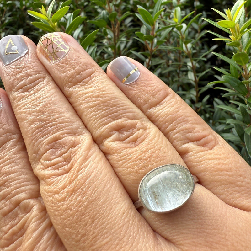 Cats Eye Aquamarine Ring - sterling silver | Size 7 | Stone Love Collection ring Amanda K Lockrow