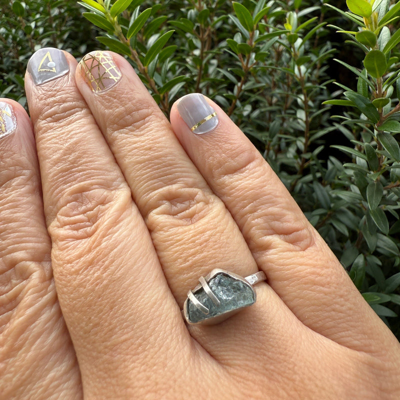 Raw Aquamarine ring - sterling silver | Size 8 | Stone Love Collection ring Amanda K Lockrow