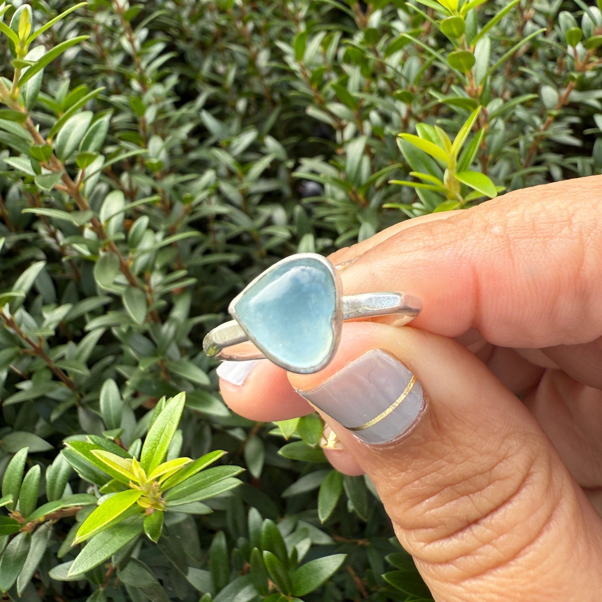 Aquamarine Heart Ring - sterling silver | Stone Love Collection ring Amanda K Lockrow