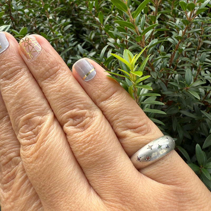 Stargazer rainbow sapphire sterling silver ring ring Amanda K Lockrow