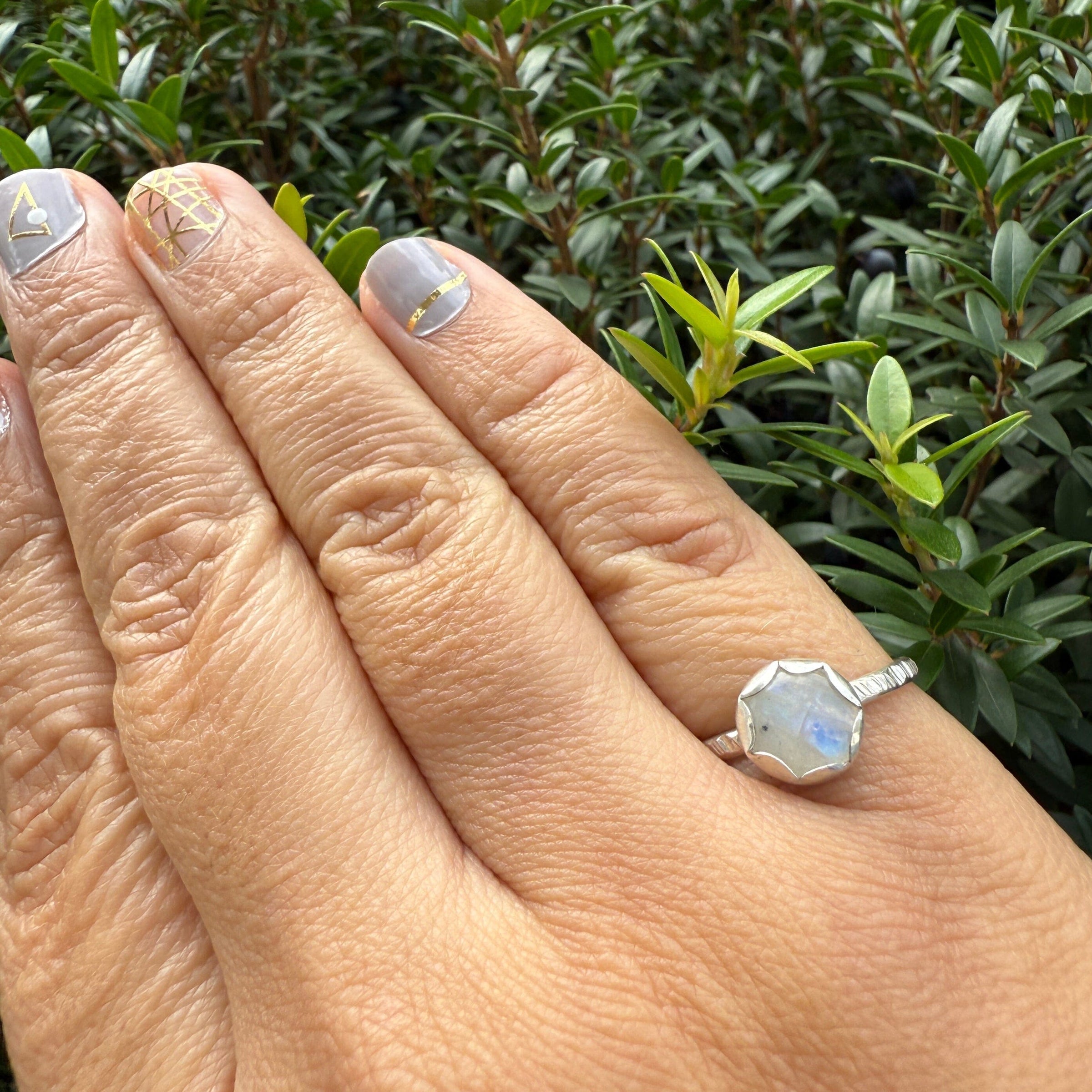 Rainbow Moonstone stacking ring - sterling silver | size 7 | Petite Collection ring Amanda K Lockrow