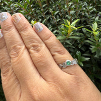 Emerald Ginkgo Leaves Band - sterling silver | Talisman Collection ring Amanda K Lockrow