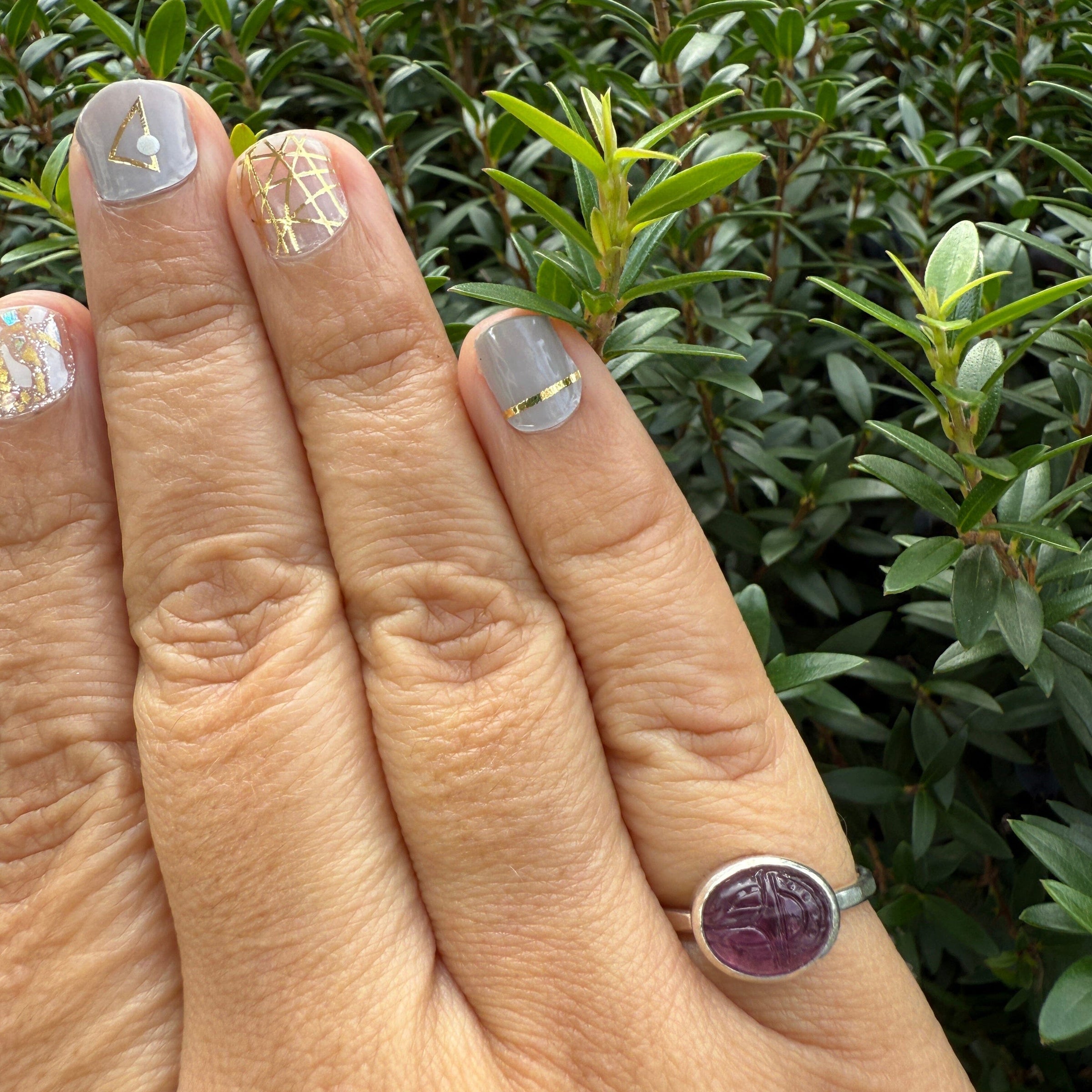 Vintage Glass Scarab Ring - sterling silver ring Amanda K Lockrow