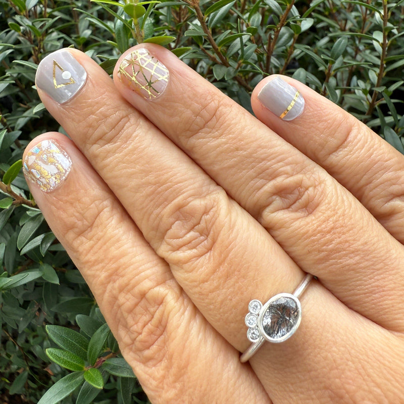 Tourmalinated Quartz and Diamond Sophia Ring - Sterling Silver | Aislinn Collection ring Amanda K Lockrow