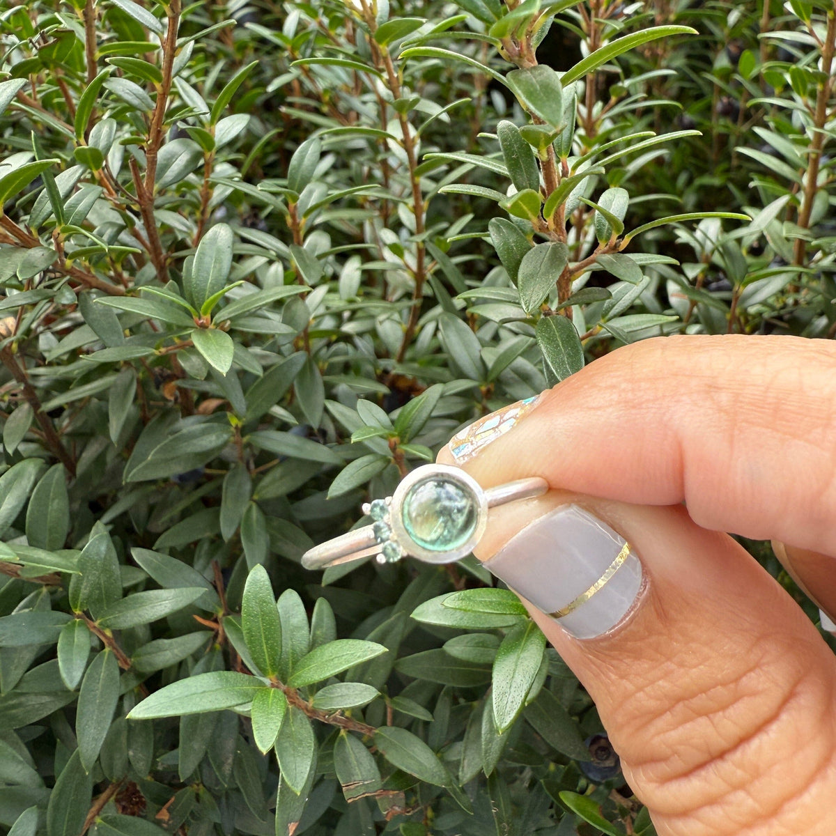 Green Tourmaline and Garnet Rhiannon Ring - sterling silver | Size 6.5 | Stone Love Collection ring Amanda K Lockrow