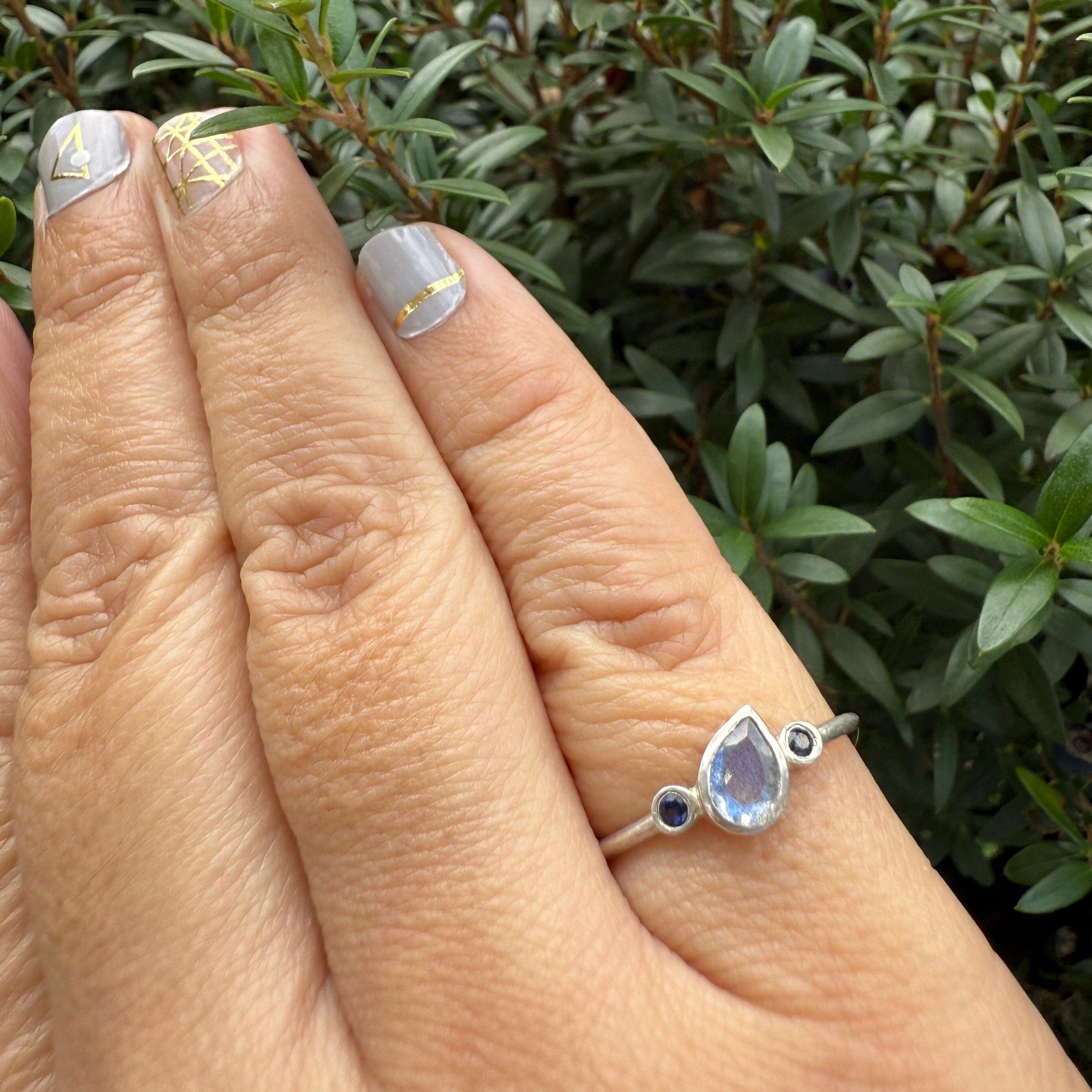 Little Labradorite and Diamond Isla Ring - sterling silver ring Amanda K Lockrow