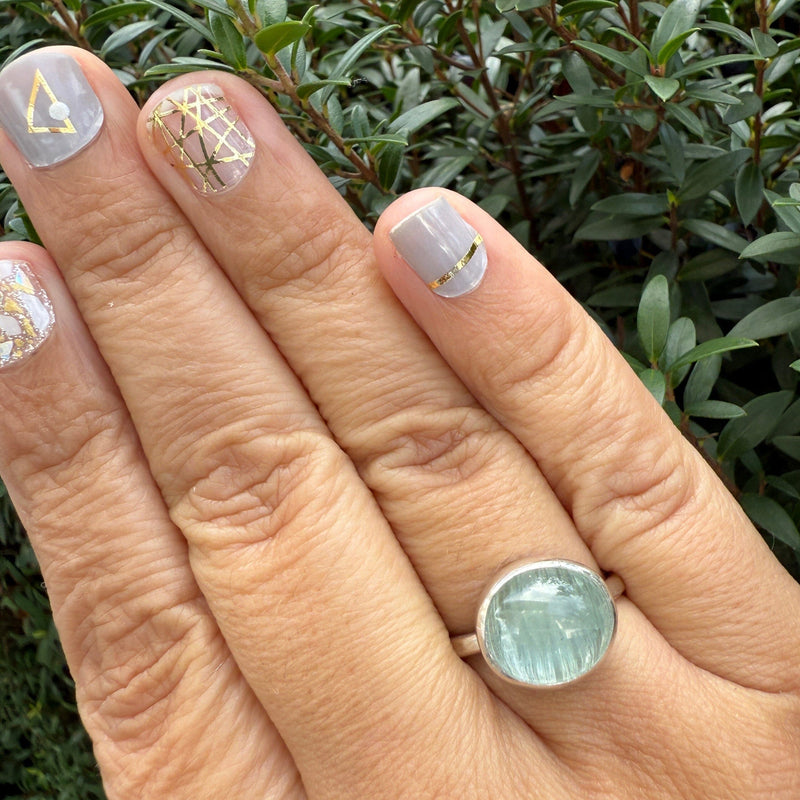Cats Eye Aquamarine Ring - sterling silver | Size 8 | Stone Love Collection ring Amanda K Lockrow