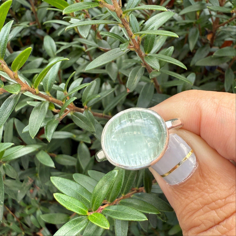 Cats Eye Aquamarine Ring - sterling silver | Size 8 | Stone Love Collection ring Amanda K Lockrow