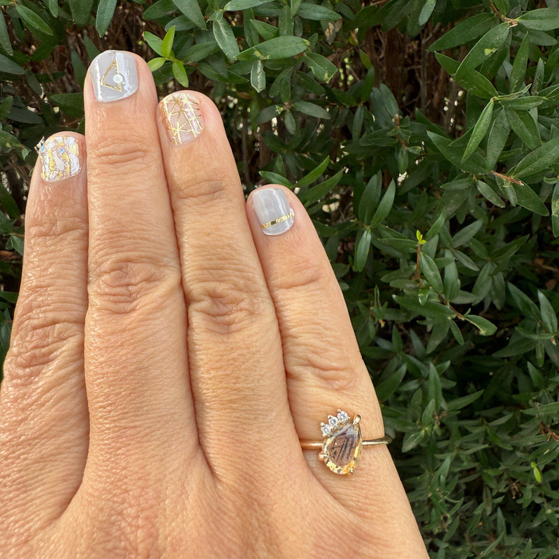 Rainbow Lattice Sunstone and Diamond Muse Ring - 14k gold | Size 6 | Aislinn Collection ring Amanda K Lockrow