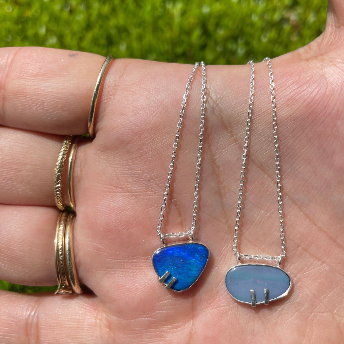 Boulder opal sterling silver Necklace - pick your stone necklace Amanda K Lockrow