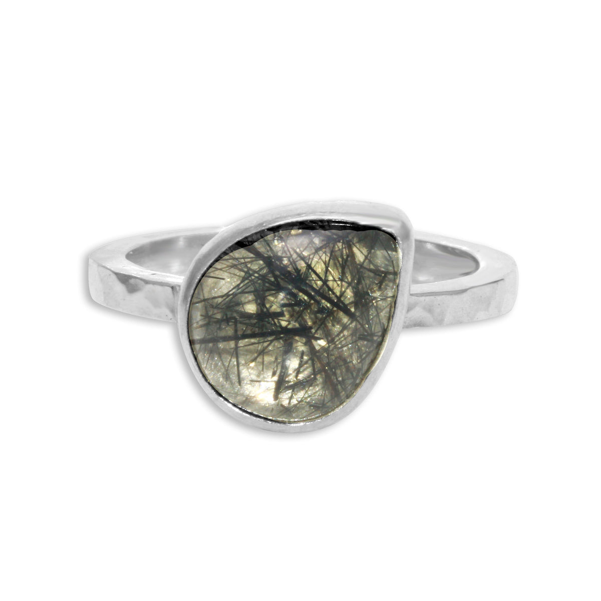 Tourmalinated Quartz Pear Muse Ring - sterling silver | Aislinn Collection ring Amanda K Lockrow