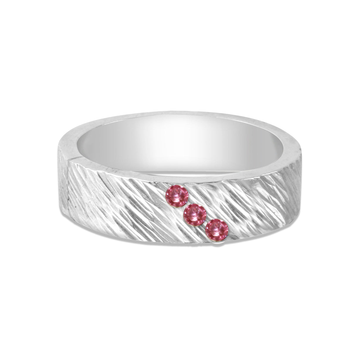 Birch hammered band with rubies - sterling silver | Sticks & Stones Collection ring Amanda K Lockrow