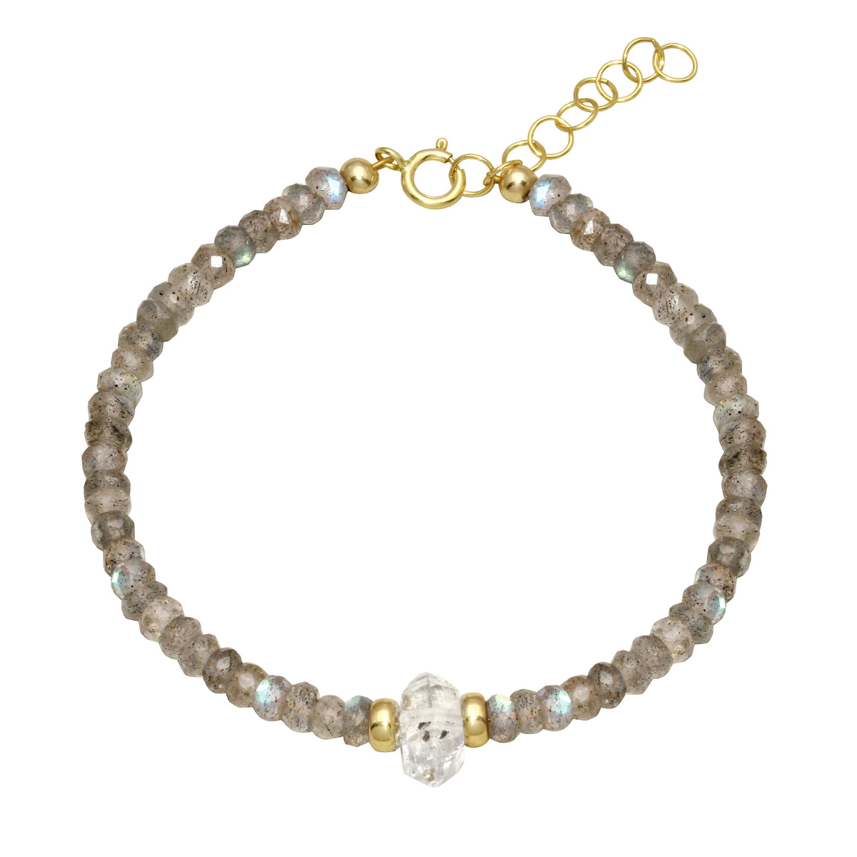 Strung Together Herkimer Diamond Beaded Bracelet - 14k gold filled | Little Rock Collection bracelet Amanda K Lockrow
