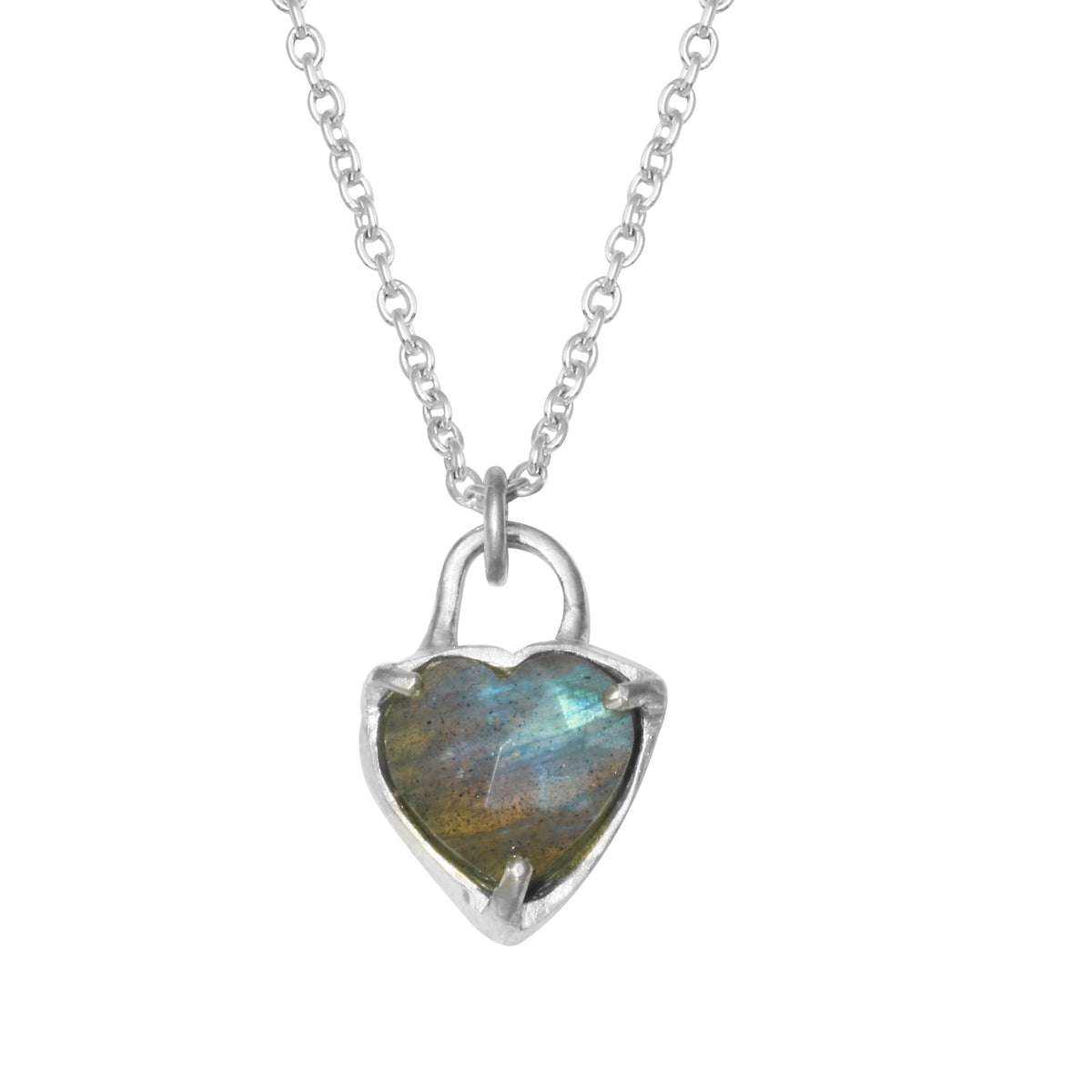 Labradorite Rosecut Heart Necklace - sterling silver | Stone Love Collection necklace Amanda K Lockrow