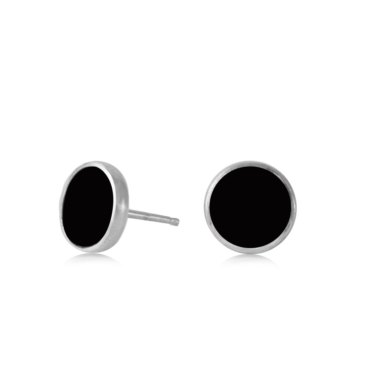 Flat Black Onyx 8mm Stud Earrings - sterling silver | Petite Collection earrings Amanda K Lockrow