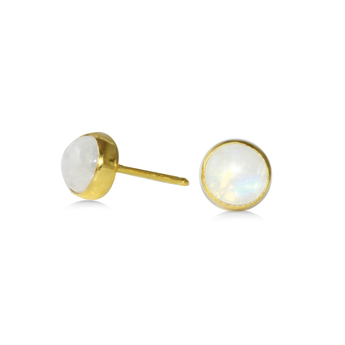 Rainbow Moonstone Gemdrop 6mm Stud Earrings - sterling silver or 18K gold vermeil | Petite Collection earrings Amanda K Lockrow