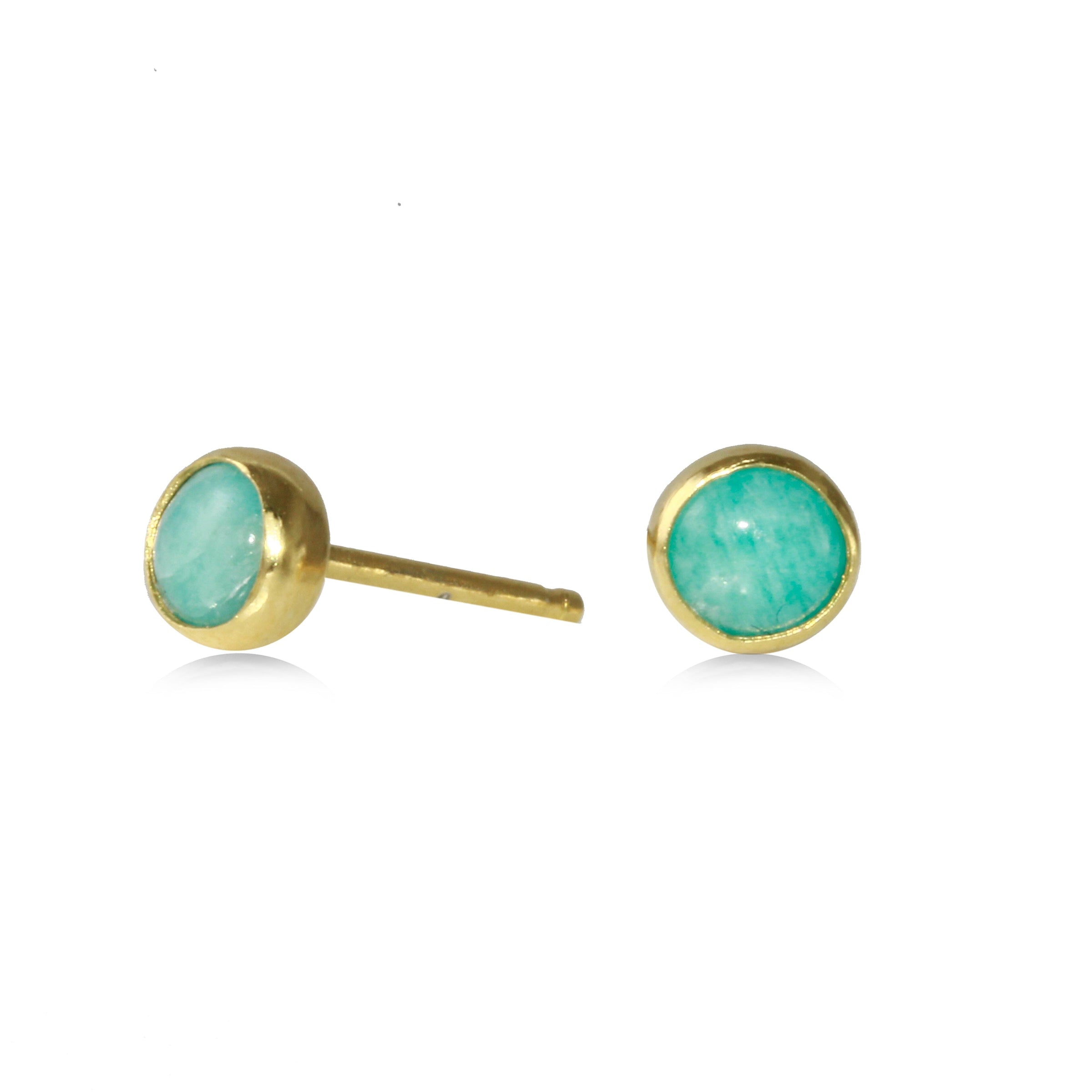 Amazonite Gemdrop 4mm studs - sterling silver or 18K gold vermeil | Petite Collection earrings Amanda K Lockrow