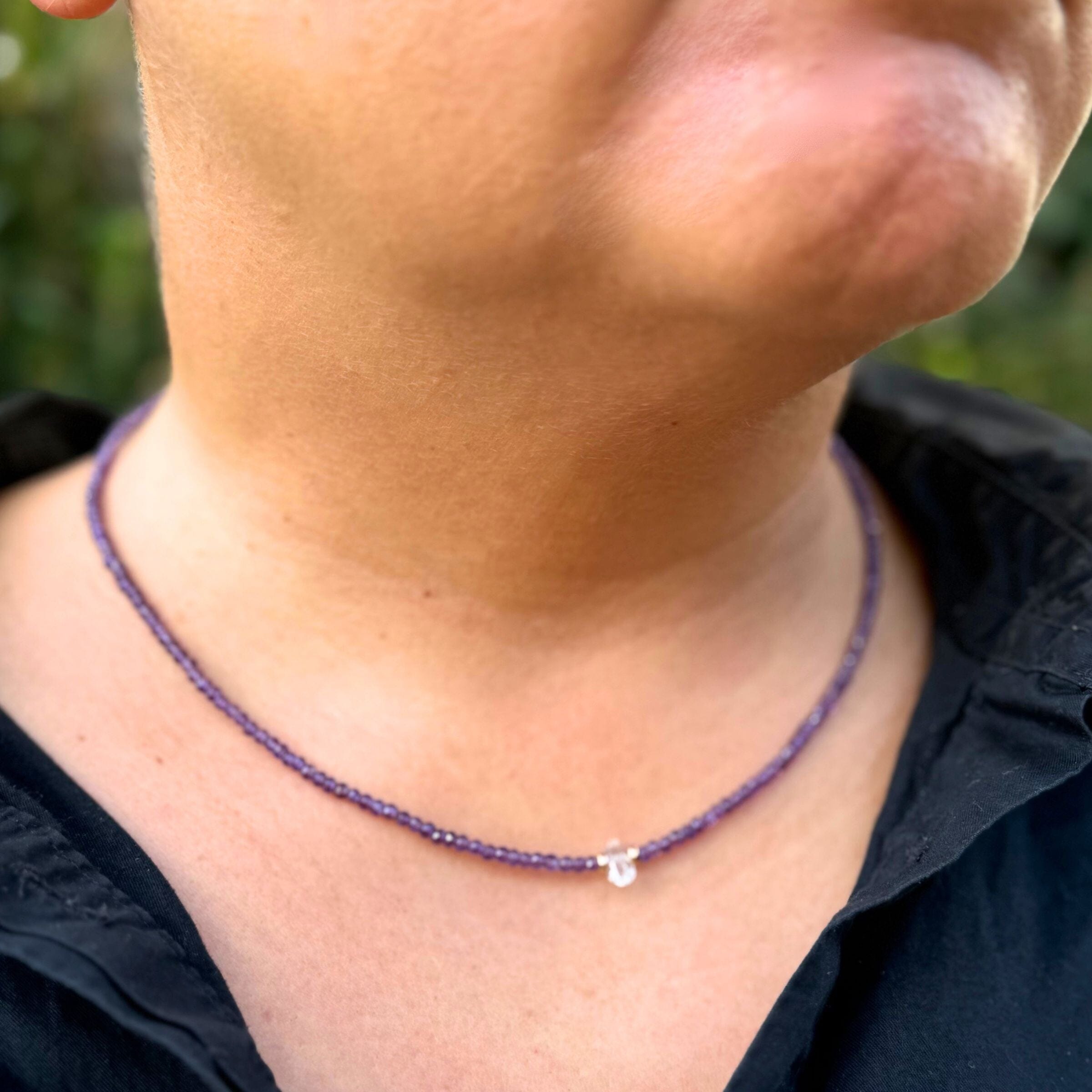 Strung Together Amethyst and Herkimer Diamond Beaded Necklace - 14k gold filled | Little Rock Collection necklace Amanda K Lockrow