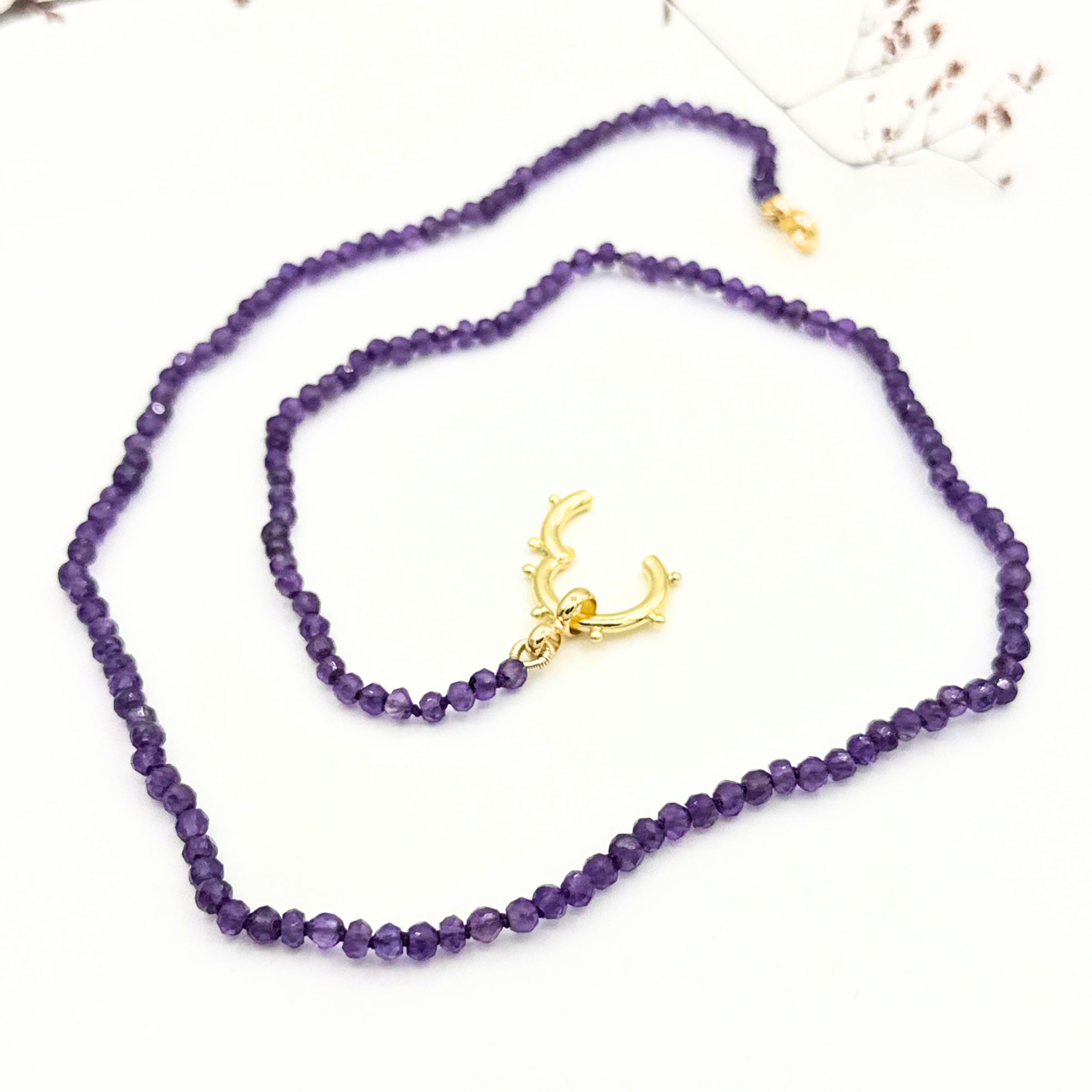 Strung Together Amethyst Beaded Necklace - 14k gold filled | Little Rock Collection