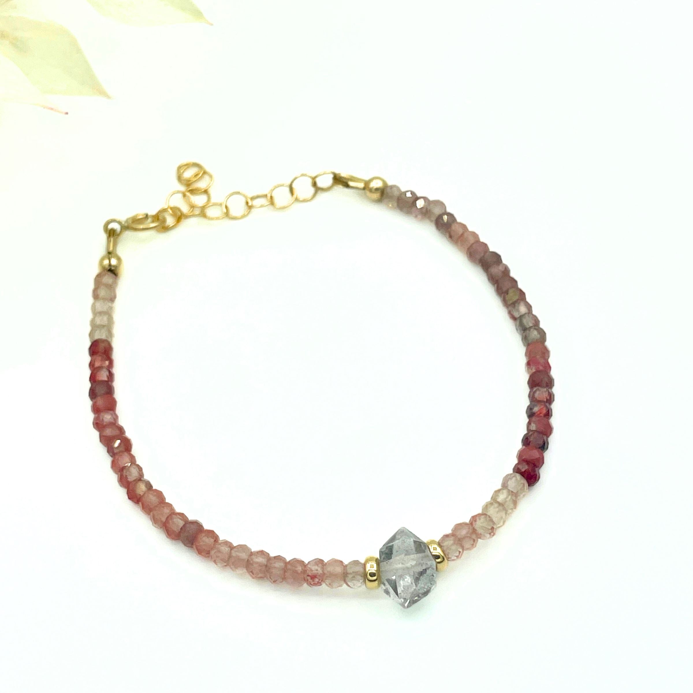 Strung Together Herkimer Diamond Beaded Bracelet - 14k gold filled | Little Rock Collection bracelet Amanda K Lockrow