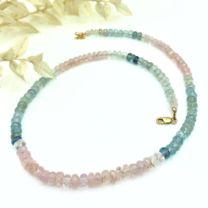 Strung Together Aquamarine and Morganite Beaded Necklace - 14k gold filled | Little Rock Collection necklace Amanda K Lockrow