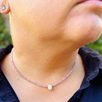 Strung Together Rose Quartz and Pearl Beaded Necklace - 14k gold filled | Little Rock Collection necklace Amanda K Lockrow