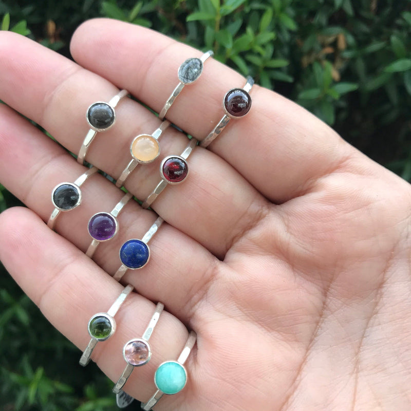 Seraphinite Gemdrop 6mm Stacking Ring - sterling silver | Petite Collection ring Amanda K Lockrow