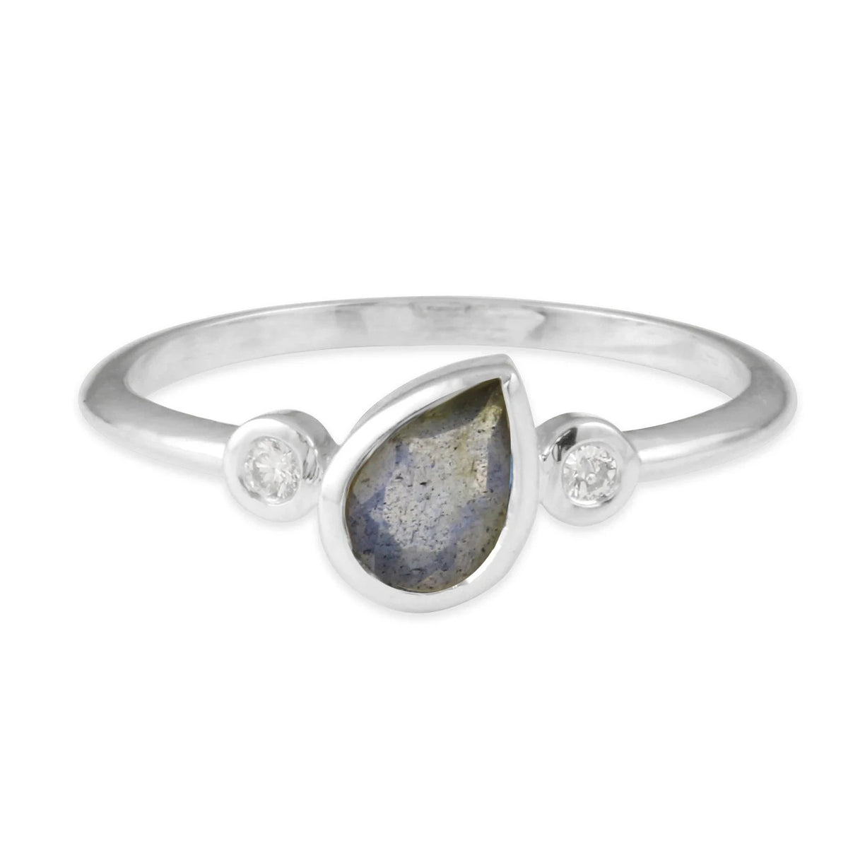 Little Labradorite and Diamond Isla Ring - sterling silver ring Amanda K Lockrow