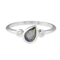Little Labradorite and Diamond Isla Ring - sterling silver ring Amanda K Lockrow